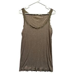 American Eagle Outfitters Brown Lace Trim Tank Top
